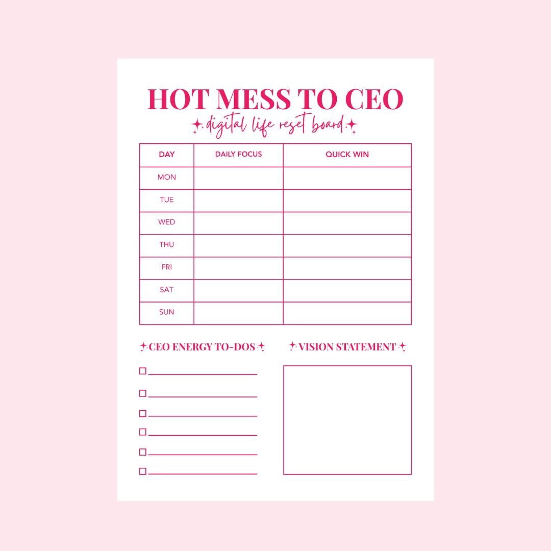 CEO Planner Printable - Productivity & Life Reset PDF - Daily Glow-up ...