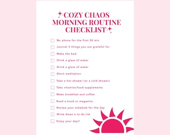 Lista di controllo stampabile per la routine mattutina: Cozy Self-Care Glow-Up Planner (PDF)