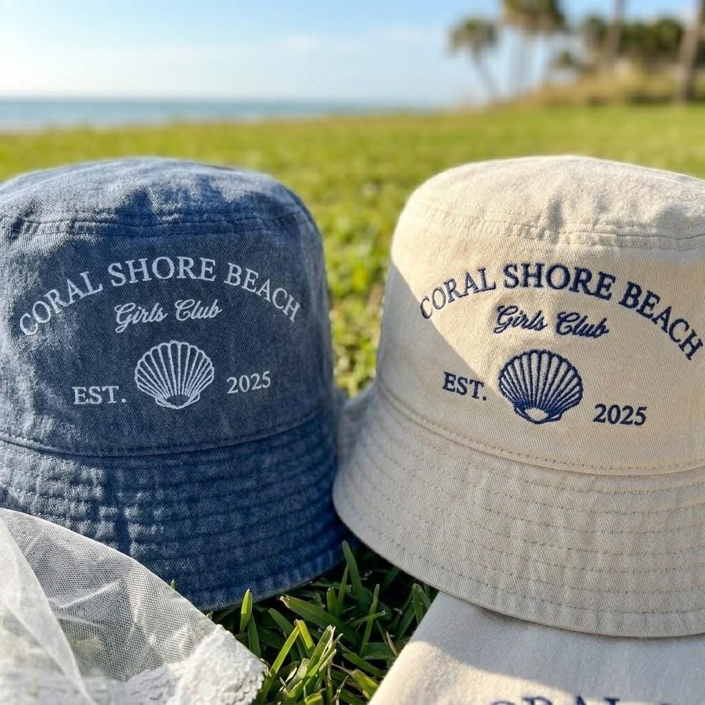 Custom Embroidered Bucket Hat Seashell - Etsy display picture 3