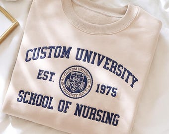 Custom Embroidered University Sweatshirt, College School Hoodie