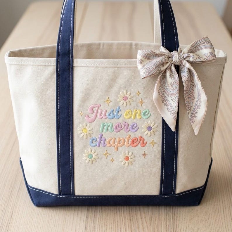 Whether you’re lost in a fantasy world at the library or navigating a magical theme park on your next big vacation, our "Just One More Chapter" Boat Tote is your perfect companion. Designed for the modern reader who values a blend of "Old Money" preppy style and whimsical charm.