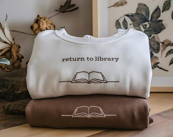 Book Embroidery Sweatshirt, Book Lover Gift, Librarian Sweater