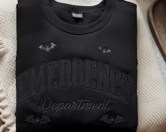 Halloween Embroidered Emergency Department Sweatshirt, ER Nurse Shirt