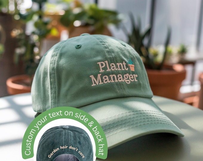 Plant Manager Embroidered Hat, Funny Gardening Gift