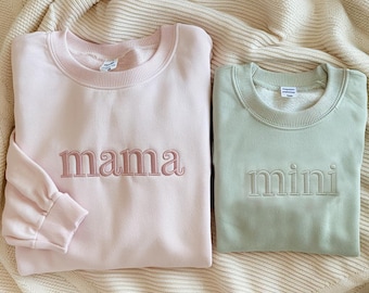 Custom Embroidered Mama Mini Sweatshirt, Matching Family Outfits