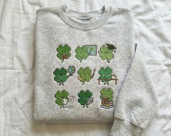 Cute St Pattys Day Shirt, Embroidered Lucky Teacher Sweatshirt, Funny Clover Crewneck, Elementary School Outfit, Teacher Appreciation Gift