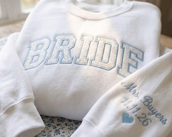 Sweat-shirt personnalisé avec application de paillettes « Mariée », pull ras du cou personnalisé « Mariée », tenue pour enterrement de vie de jeune fille
