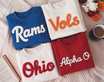 Custom Chenille Letter Sweatshirt, Team Spirit Pullover, Teacher Gift