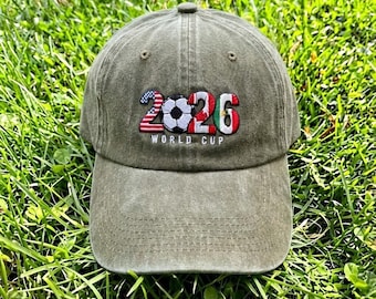 Embroidered 2026 Flag Hat, USA Mexico Canada Soccer, Future Football Event Cap, Sport Lover Gift, Vintage Cotton Dad Hat, Fathers Day gift