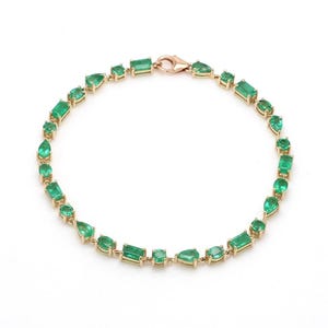 14k Gold Plated Emerald Bracelet , Tennis Bracelet , Silver Bracelet , Gold Tennis Bracelet , Dainty Bracelet, Bridal Jewelry, Gift For Her