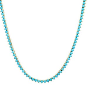 14k Vintage Tennis Necklace for Women, 925 Silver Turquoise Gemstone Necklace , Indian Jewelry, Gift for Her, pregnancy gift, gift for her