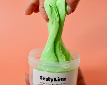 Slime de mantequilla con aroma a tarta de lima, juguete relajante para aliviar el estrés, aromaterapia, sensorial, regalo para niños, idea de regalo de cumpleaños, kit de slime verde.