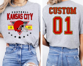 Custom Kansas City Inspired Football Shirt Personalized Kansas Jersey Name And Number Shirt Game Day Football Mom Shirt KC Football Fan Gift