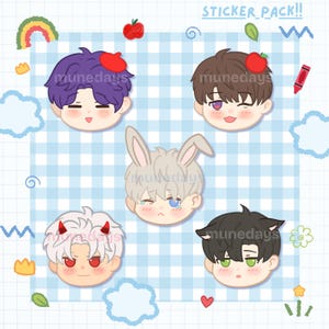 love and deepspace chibi sticker pack / 5pcs / lads sticker set / chibi stickers / otome game stickers