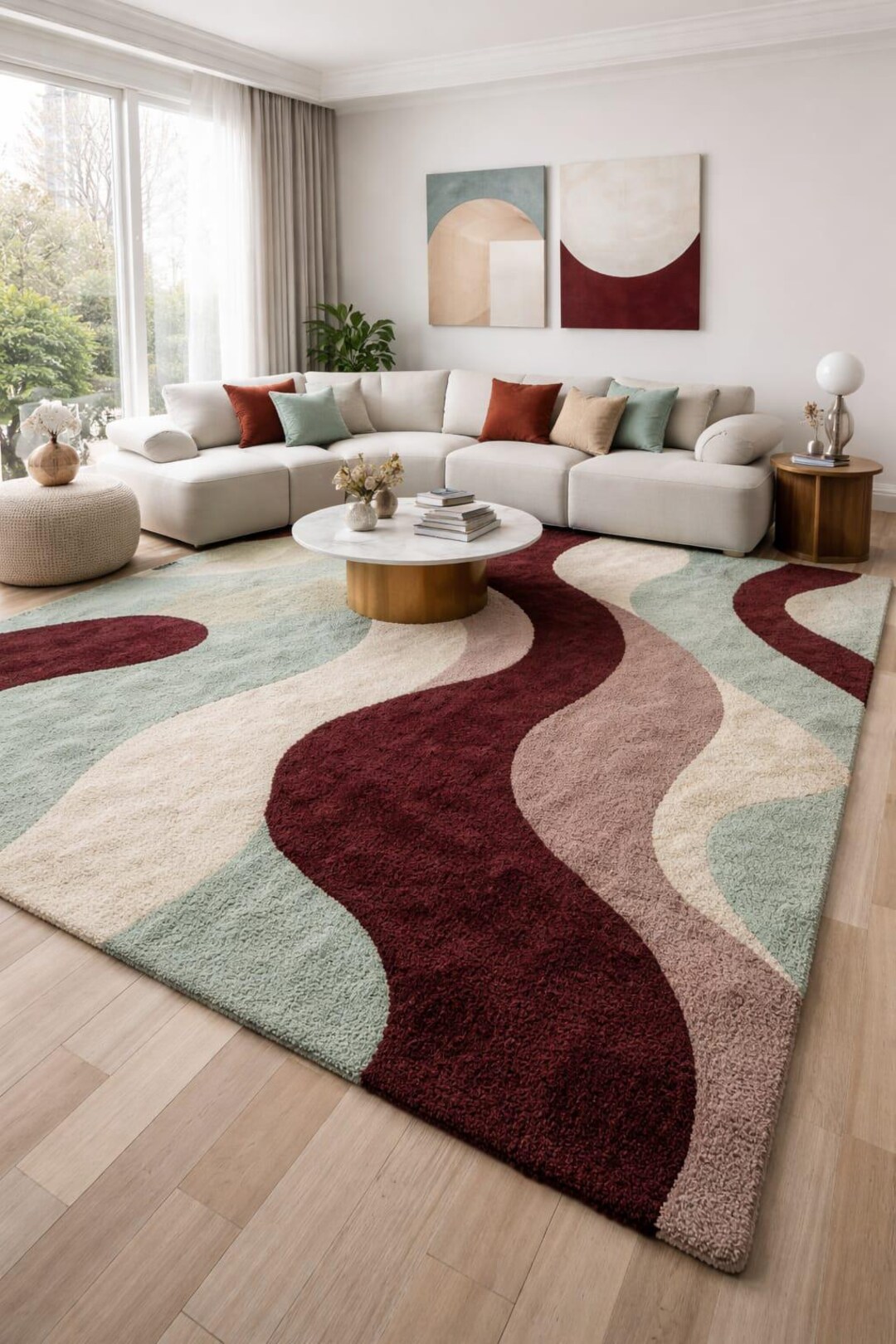 Hand Tufted Area Rug Modern Abstract, Living Room Carpet, Contemporary ...