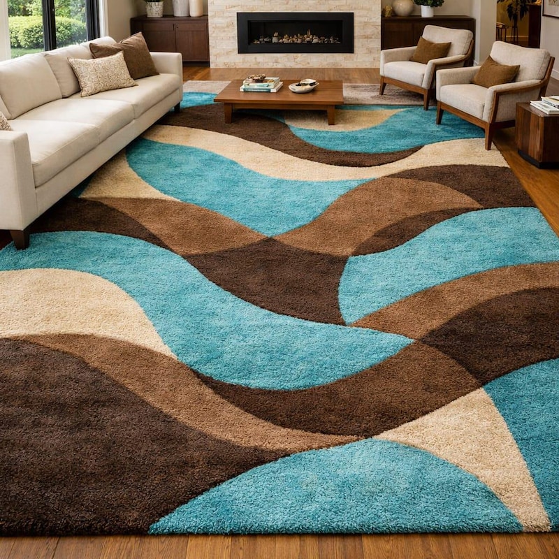 Teal Rug Area Rug Brown and Teal - Etsy