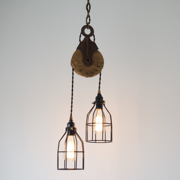 Barn Pulley Pendant, Industrial modern lighting