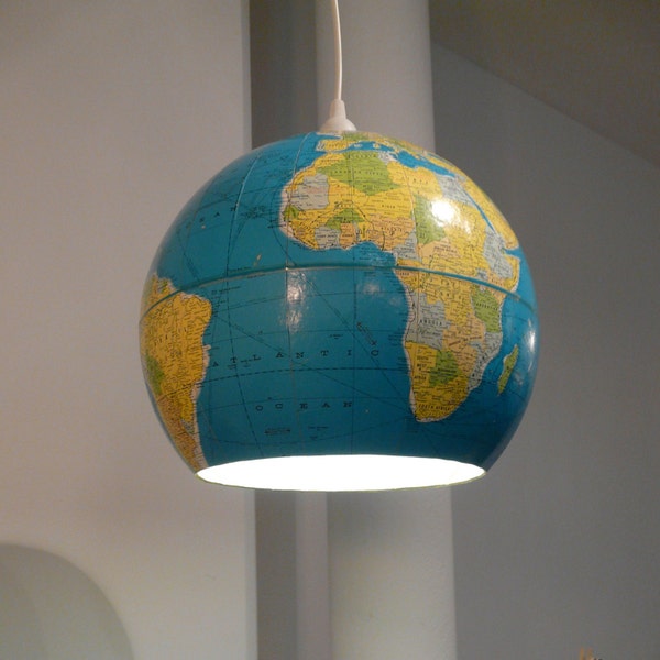 Upcycled Globe Pendant Light, Kids room decor