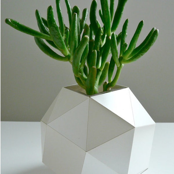Pearl Polyhedron Paper Vase - Origami Inspired Design