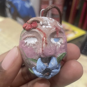 Handmade Doll Head Clay Pendants