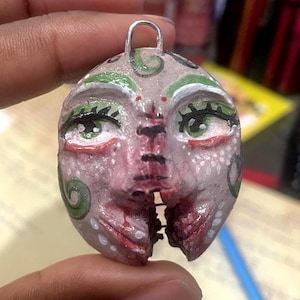 Handmade Doll Head Clay Pendant