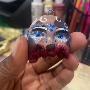 Handmade Doll Head Clay Pendant