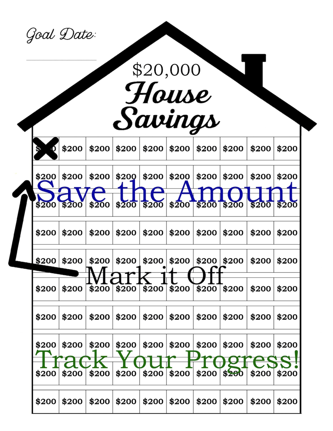 20K Home Savings Challenge Printable, 20k House Money Savings Challenge ...