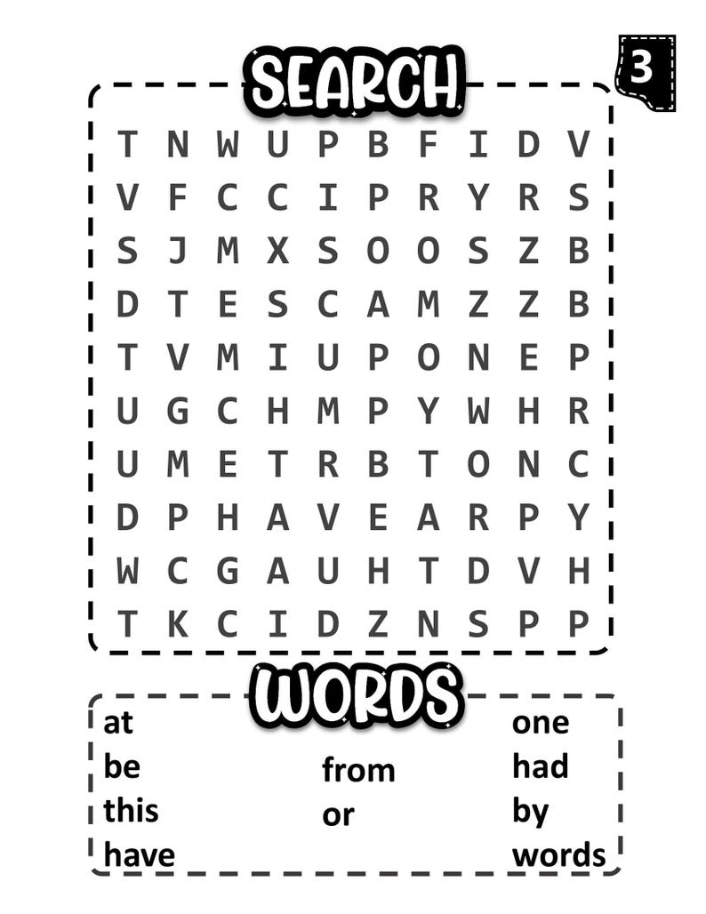 100 Basic Sight Words Wordsearches Booklet/printables - Etsy