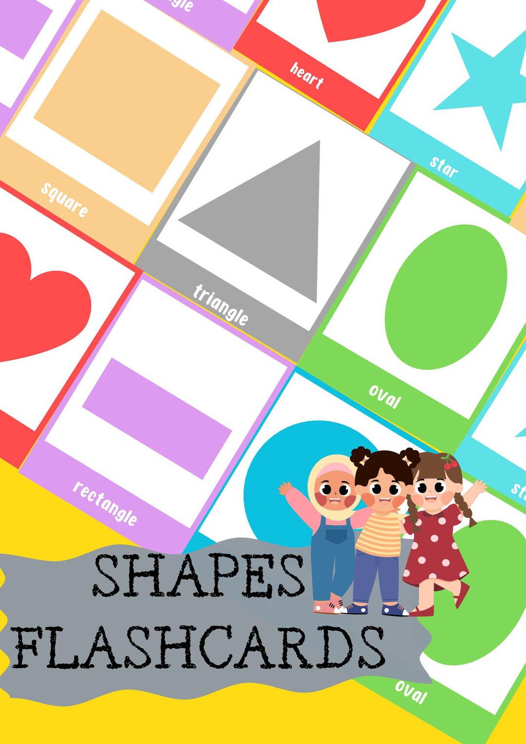 7 Shape Flashcards for Pre-k, Preschool, and Kindergarten Learners - Etsy