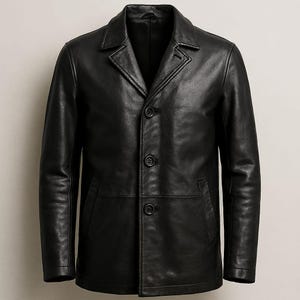 Real Leather Coat for Men- Classic Black Leather Jacket- Handmade Genuine Leather Overcoat - Vintage Style Outerwear-oversized leather coat