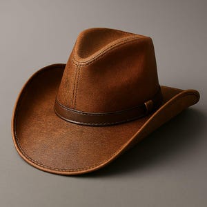 Brown Leather Cowboy Hat for Men & Women, Western Outback Hat, Handmade Vintage Rancher Hat, Durable Rodeo Style, Gift for Him and Her