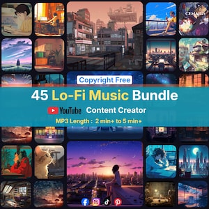 Paquete de música Lo-Fi de YouTube / Paquete de ritmos Lo-Fi sin regalías, videos, estudio, concentración y uso comercial