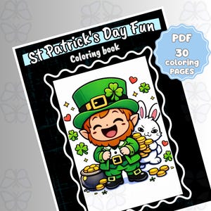 Libro para colorear kawaii del Día de San Patricio para niños: páginas de actividades imprimibles, lindas y divertidas, descarga digital