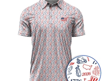 USA 250-jähriges Jubiläum Golf Poloshirt, 1776-2026 Patriotisches Golf Shirt, Polo mit amerikanischer Flagge, Geschenk zum Unabhängigkeitstag für Männer