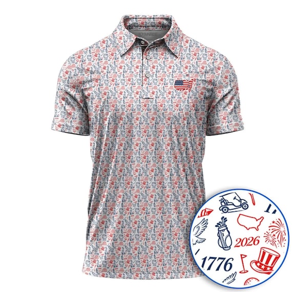USA 250th Anniversary Golf Polo Shirt, 1776-2026 Patriotic Golf Shirt, American Flag Polo, Independence Day Gift for Men