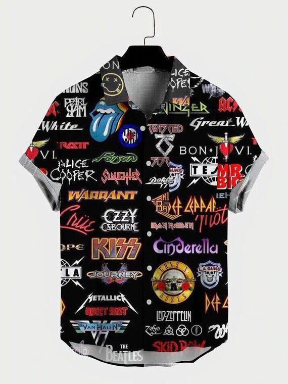Rock Band Hawaiian Shirt, Music Inspired Aloha Shirt, Concert Festival Outfit, Summer Beach Shirt for Men Women