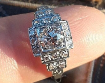 Art Deco Engagement Ring, Vintage Style Round Cut Moissanite Diamond Edwardian Ring, Filigree Vintage Style Ring For Women