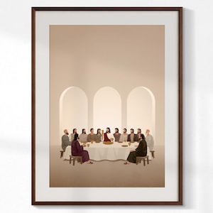 The Last Supper, Jesus and Disciples Printable Home Decor, Bible Story Wall Art, Vector Illustration