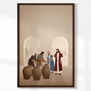 Quadro da parete "Nozze di Cana", "Gesù trasforma l'acqua in vino", regalo di nozze cristiano