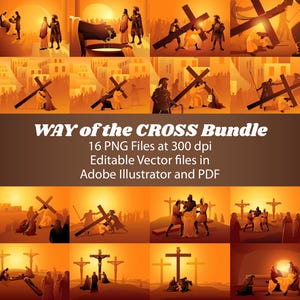 Stations of the Cross Vector Bundle, Catholic Church Material Printable Files, digital download