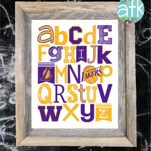 LA LAKERS NbA Team ABC Nursery Art Print