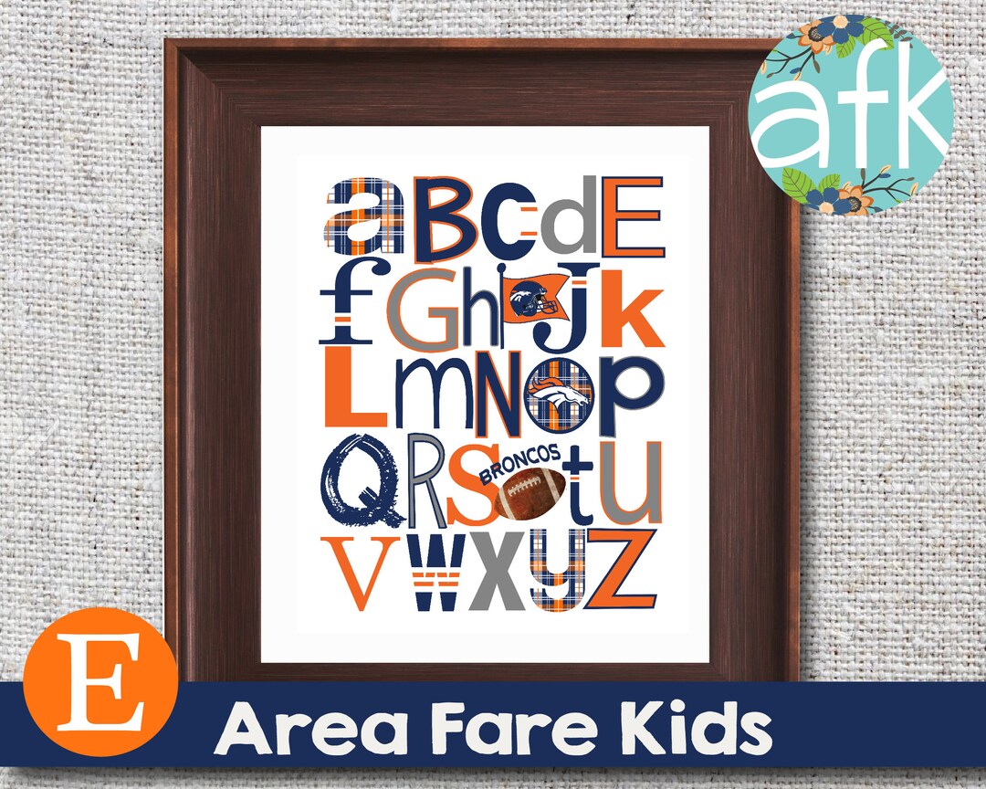Nfl Abc Layout DENVER BRONCOS Football Team NFL Abc Nursery Art Print - Etsy