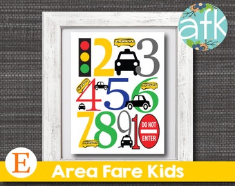 TRANSPORTATION 123 NUMBERS Nursery Art Print