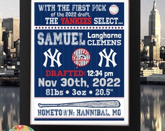 NEW YORK YANKEES Birth Statistics Nursery Art Print