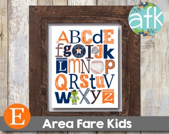 HOUSTON ASTROS Baseball Team MlB  ABC Nursery Art Print