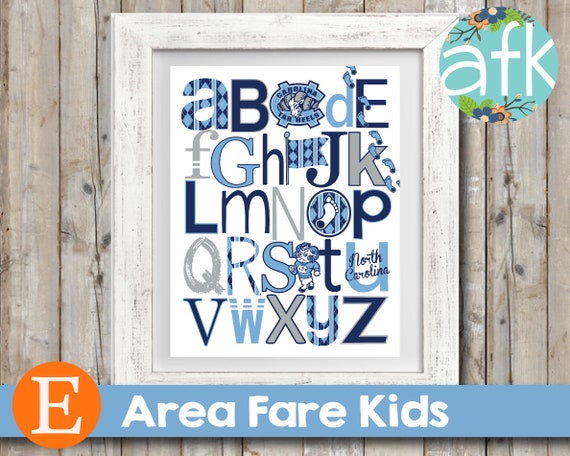 UNC TARHEELS Team ABC Nursery Art Print