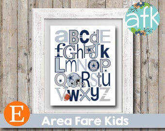 Dallas COWBOYS Football Team NFL  ABC Nursery Art Print