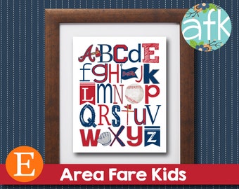 ATLANTA BRAVES Baseball Team MlB  ABC Nursery Art Print