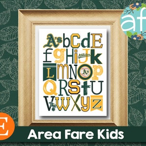 OAKLAND A&#39;S Baseball Team MlB  ABC Nursery Art Print