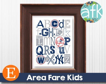 NEW YORK YANKEES Baseball Team MlB  AbC Nursery Art Print